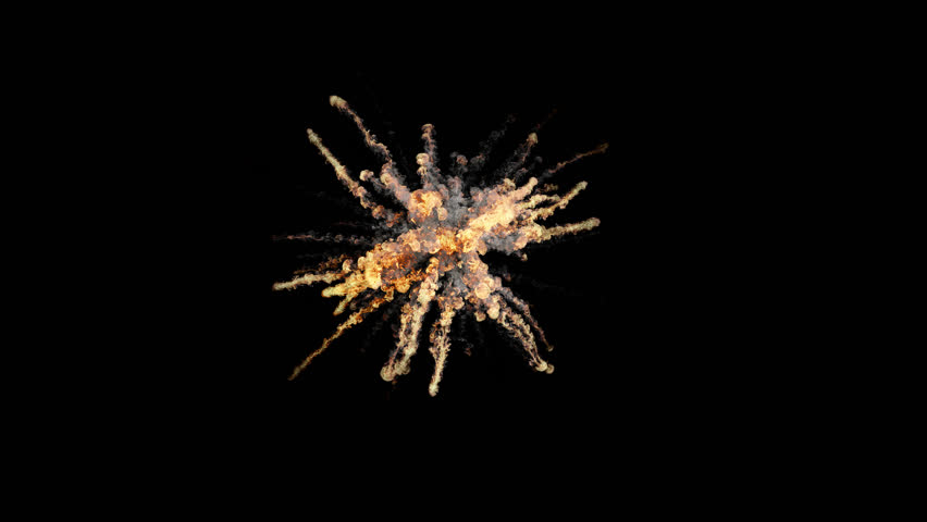 This stock motion graphics video shows an aerial explosion against an alpha channel background.