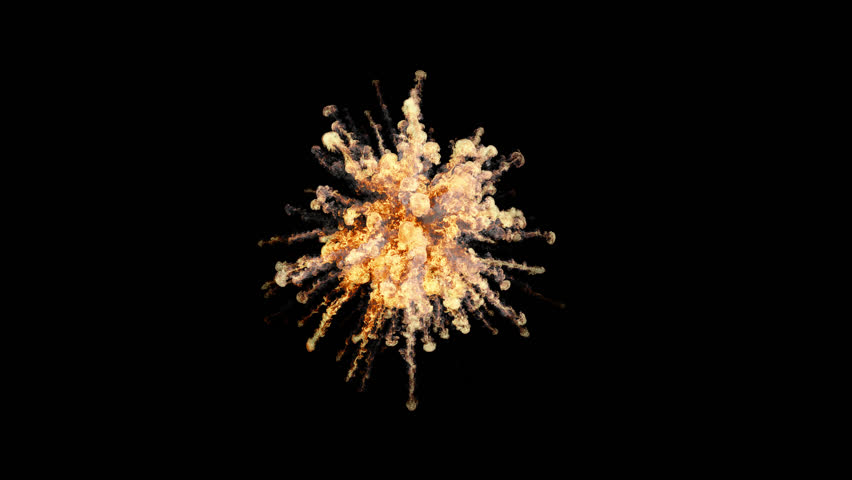 This stock motion graphics video shows an aerial explosion against an alpha channel background.