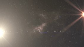 Starfield showing F fading, glitch lines slicing, letters forming FUNK logo, lines reversing. Abstract, cosmic, futuristic, digital, neon, technology, motion - Powered by Shutterstock - Get 15% off with code: PIKWIZARD15