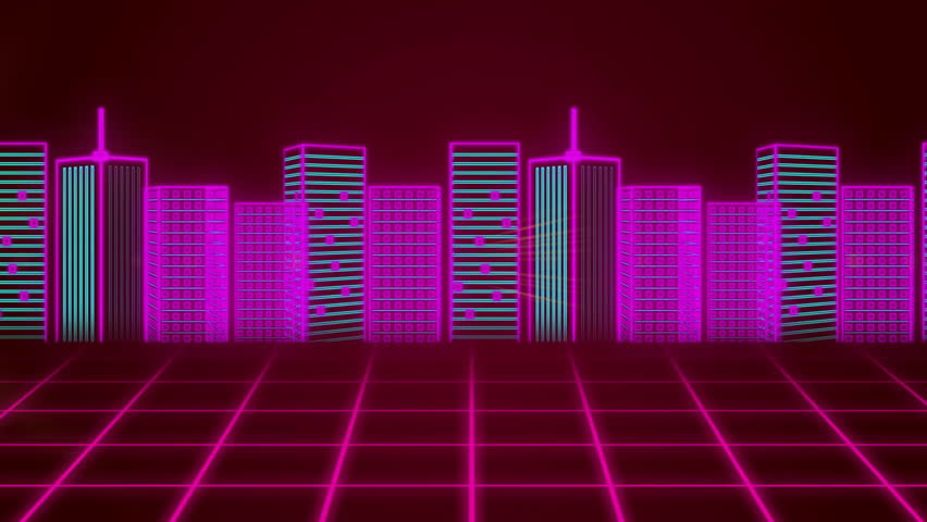 Banner animating in grid glitching then resolving while starburst drifting highlighting HIGH SCORE. Neon, futuristic, digital, grid, glitch, metropolis, abstract - Powered by Shutterstock - Get 15% off with code: PIKWIZARD15