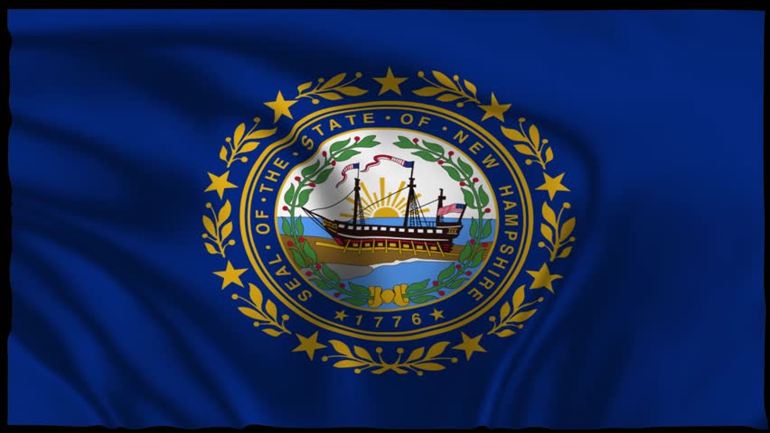 New Hampshire US State Waving Flag Animation Realistic Fabric 