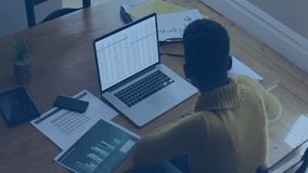Woman reviewing data on office desk causing animated social media metrics climbing around laptop. Productivity, digital, modern, workspace, connectivity, success, engagement - Powered by Shutterstock - Get 15% off with code: PIKWIZARD15