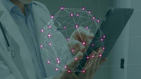 Senior doctor swiping tablet creating health sphere of floating icons for analyzing patient metrics. Medical, technology, innovation, healthcare, futurism, analytics, digital - Powered by Shutterstock - Get 15% off with code: PIKWIZARD15