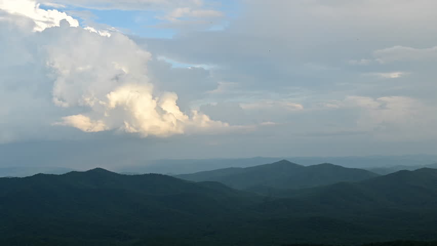 Time lapse of cloud formations over the mountains of the Pisgah National forest, North Carolina,US.