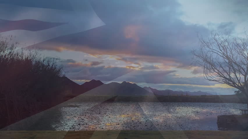 Full moon brightening sparking geometric overlay pulsing across dusk lakeshore scene visualizing UI. Moonscape, landscape, serenity, atmospheric, abstract, tranquil, ethereal