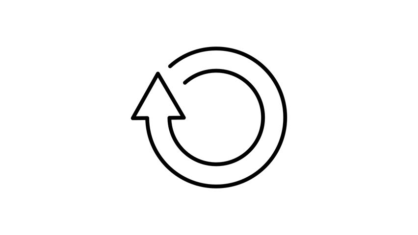 Animated Thin Line Icon of Circular Arrow for Refresh or Reload with Transparent Background
