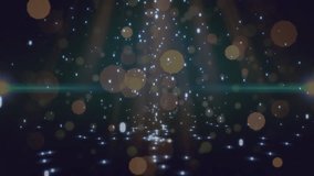 Trickling blue-white particles sparking golden bokeh disks drifting inward revealing particle flow. Digital, abstract, luminescent, futuristic, mesmerizing, dynamic, high-tech - Powered by Shutterstock - Get 15% off with code: PIKWIZARD15