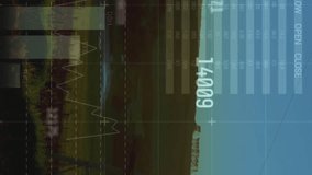 Animation of financial data processing over electricity pylon on field. Global finances, energy and environment concept digitally generated video. - Powered by Shutterstock - Get 15% off with code: PIKWIZARD15