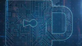 Animation of warning data processing, online security padlock and circuit board. global online security, computing, data processing and technology concept digitally generated video. - Powered by Shutterstock - Get 15% off with code: PIKWIZARD15