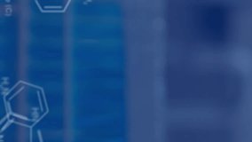 Animation of data processing and chemical formula over beakers and test tubes in lab. global science, technology and digital interface concept digitally generated video. - Powered by Shutterstock - Get 15% off with code: PIKWIZARD15