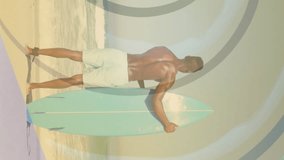 Animation of flag of usa over african american couple at beach. Social media and global communication interface technology concept digitally generated video. - Powered by Shutterstock - Get 15% off with code: PIKWIZARD15