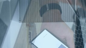 Animation of data processing over smartphone with qr code and airport. Global business and digital interface concept digitally generated video. - Powered by Shutterstock - Get 15% off with code: PIKWIZARD15