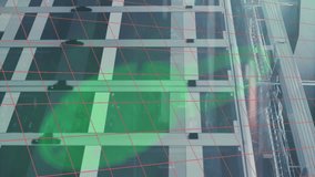 Animation of head over modern building and view of modern building and view over modern office building. Global connections digital interface technology and networking concept digitally generated - Powered by Shutterstock - Get 15% off with code: PIKWIZARD15