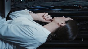 Animation of social media icons and numbers over caucasian female it technician by computer server. Global business, finances, computing and data processing concept digitally generated video. - Powered by Shutterstock - Get 15% off with code: PIKWIZARD15