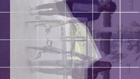 Animation of statistical data processing against two diverse men with bicycle walking outdoors. Computer interface and business data technology concept - Powered by Shutterstock - Get 15% off with code: PIKWIZARD15