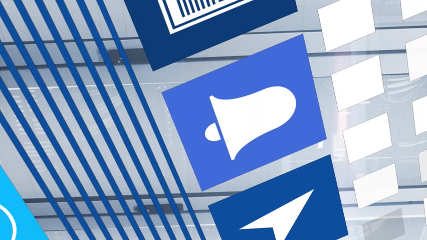 Animation of icon in squares over moving bars on data server racks in server room. Digital composite, cloud computing, notification, globalization, data center, networking and technology concept. - Powered by Shutterstock - Get 15% off with code: PIKWIZARD15