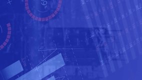 Animation of statistical data processing and blue light spot against aerial view of cityscape. Computer interface and business data technology concept - Powered by Shutterstock - Get 15% off with code: PIKWIZARD15