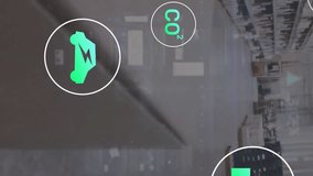 Animation of ecology icons and data processing over warehouse. Global delivery, shipping and digital interface concept digitally generated video. - Powered by Shutterstock - Get 15% off with code: PIKWIZARD15