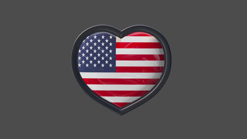 Love Usa 3d Heart Badge + Alpha Channel