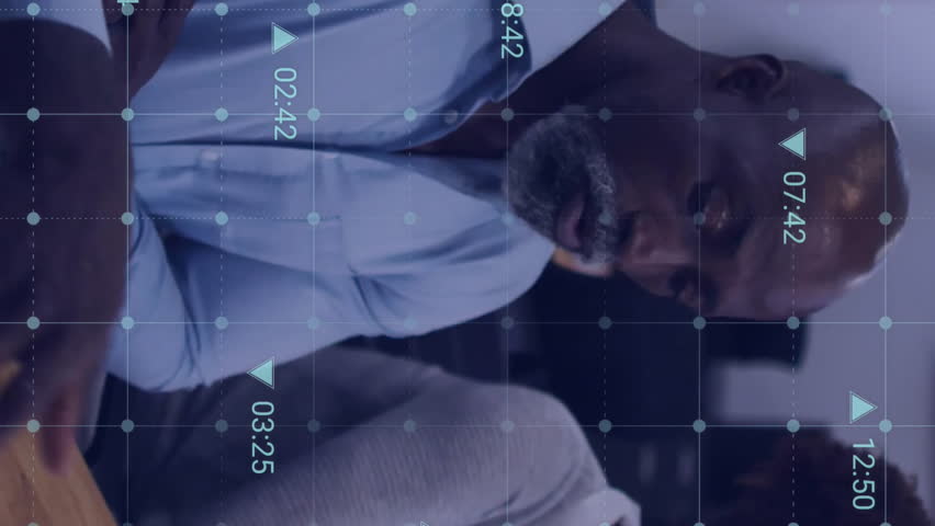 Animation of financial data processing over diverse business people in office. Global finance, business, connections, computing and data processing concept digitally generated video. - Powered by Shutterstock - Get 15% off with code: PIKWIZARD15