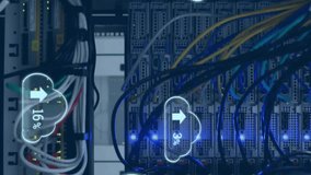 Animation of data processing over clouds and server room. Technology, business and digital interface concept digitally generated video. - Powered by Shutterstock - Get 15% off with code: PIKWIZARD15