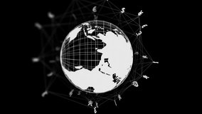 Digital globe and data processing animation with green lines and yellow squares. Technology, network, connection, abstract, cyberspace, futuristic - Powered by Shutterstock - Get 15% off with code: PIKWIZARD15