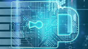 Animation of online security padlock, scope scanning and data processing. digital interface, global technology, connection and communication concept digitally generated video. - Powered by Shutterstock - Get 15% off with code: PIKWIZARD15