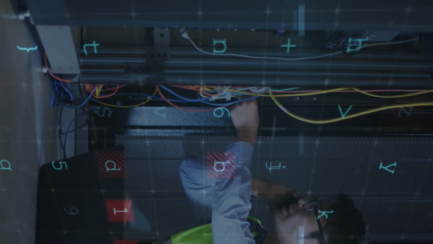 Animation of digital data processing and qr code over caucasian server room worker. Global connections, data processing and digital interface concept digitally generated video. - Powered by Shutterstock - Get 15% off with code: PIKWIZARD15