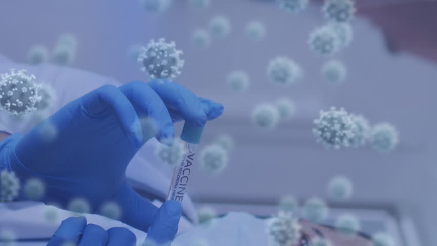 Animation of male doctor with vaccine and virus cells. Global medicine, science, digital interface, computing and data processing concept digitally generated video. - Powered by Shutterstock - Get 15% off with code: PIKWIZARD15