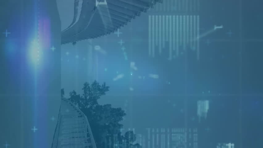 Animation of clock and financial data processing over bridge. Global business, connections, cloud computing and data processing concept digitally generated video. - Powered by Shutterstock - Get 15% off with code: PIKWIZARD15