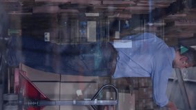 Animation of caucasian female and male warehouse workers over graphs. Business, finance, technology and delivery services concept digitally generated video. - Powered by Shutterstock - Get 15% off with code: PIKWIZARD15