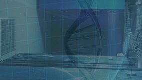 Animation of dna, globe, fingerprint and padlocks over servers. Network, connections, data processing and technology concept digitally generated video. - Powered by Shutterstock - Get 15% off with code: PIKWIZARD15