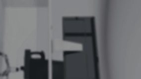 Animation of countdown over round scanner and multiple changing numbers against empty office. Computer interface and business technology concept - Powered by Shutterstock - Get 15% off with code: PIKWIZARD15