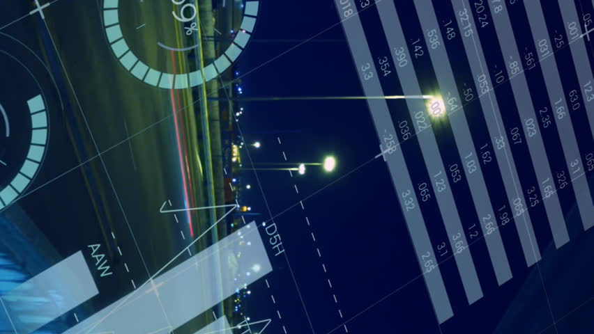 Animation of statistical data processing against aerial view of city traffic at night. Computer interface and business technology concept - Powered by Shutterstock - Get 15% off with code: PIKWIZARD15