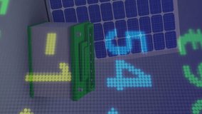 Animation of financial data processing over solar panel. Global business and data processing concept digitally generated video. - Powered by Shutterstock - Get 15% off with code: PIKWIZARD15