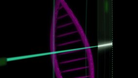 Animation of falling spinning dna strand and clock over dark background. Global data processing concept digitally generated video. - Powered by Shutterstock - Get 15% off with code: PIKWIZARD15
