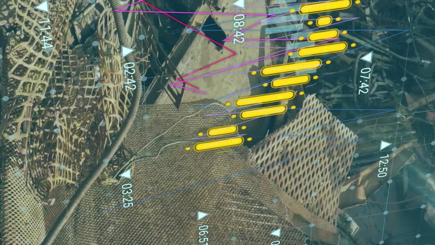 Animation of data processing over rubbish dump. Global business, ecology and digital interface concept digitally generated video. - Powered by Shutterstock - Get 15% off with code: PIKWIZARD15