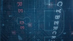 Animation of cyber security data processing and security padlock icon against blue background. Cyber security and business technology concept - Powered by Shutterstock - Get 15% off with code: PIKWIZARD15