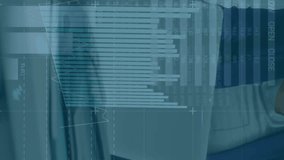 Animation of statistical data processing over diverse man and woman discussing over laptop at office. Business data technology concept - Powered by Shutterstock - Get 15% off with code: PIKWIZARD15