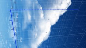 Animation of statistical data processing over grid network against clouds in the blue sky. Business data and cloud data storage technology concept - Powered by Shutterstock - Get 15% off with code: PIKWIZARD15