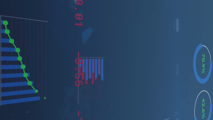 Animation of statistical data processing against light spot on blue background. Computer interface and business data technology concept - Powered by Shutterstock - Get 15% off with code: PIKWIZARD15