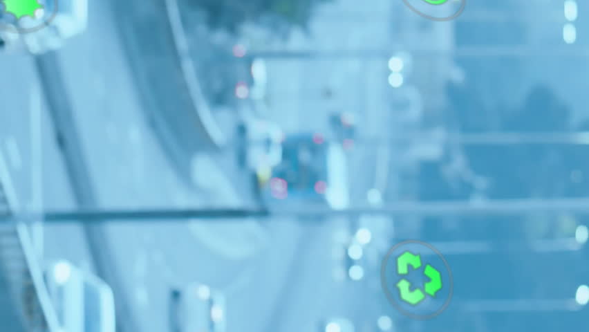 Animation of network of eco icons over cityscape. Global environment, connections, computing and data processing concept digitally generated video. - Powered by Shutterstock - Get 15% off with code: PIKWIZARD15
