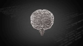 On start, translucent 3D brain model emerging, rotating left for neural activity visualization. Neural, cognition, technology, innovation, digital, science, education - Powered by Shutterstock - Get 15% off with code: PIKWIZARD15