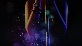 Teenage singer bringing hands to microphone, starting song amid colored lights, particle effects. Performance, stage, nightlife, illumination, entertainment, expression, artistry - Powered by Shutterstock - Get 15% off with code: PIKWIZARD15