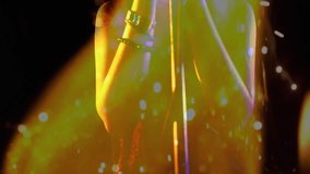 Teenage singer stepping into amber spotlight, grabbing mic while particles intensifying for music. Performance, stage, illumination, artistic, concert, nightlife, dynamic - Powered by Shutterstock - Get 15% off with code: PIKWIZARD15