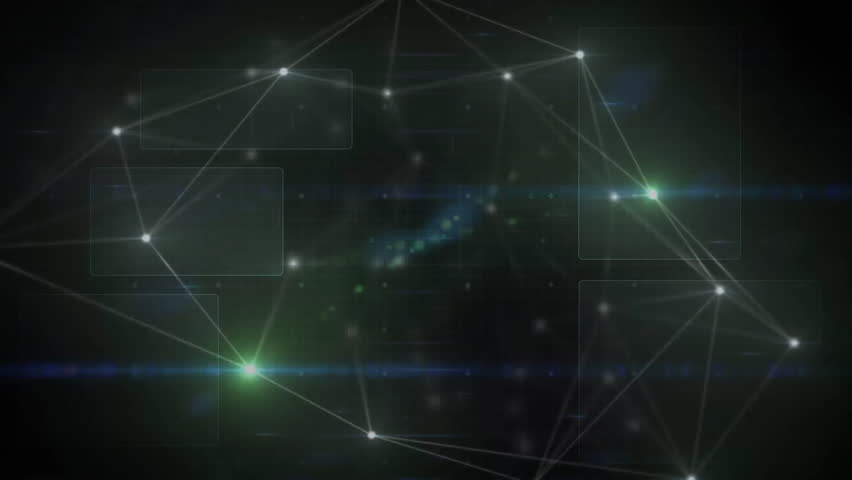 Receiving start signal, network fading in nodes and traces, rotating radar sweep, looping display. Digital, futuristic, abstract, technological, cyber, cyberpunk, network