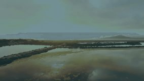 Coastal salt flat dawn view initiating grid then animating charts and gauges showing live metrics. Reflection, analytics, data visualization, landscape, outdoor, sunrise, technology - Powered by Shutterstock - Get 15% off with code: PIKWIZARD15