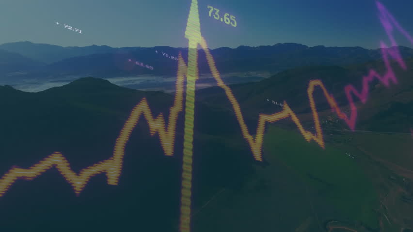 Line graph fading in and growing while bars rising and labels flickering to illustrate growth trend. Analytics, data visualization, innovation, financial, digital, modern, technology - Powered by Shutterstock - Get 15% off with code: PIKWIZARD15