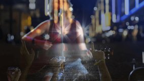 Guitarist singing into mic starting double exposure shifting to strumming for music audience. Urban, performance, artistic, vibrant, nightlife, sidewalk, melody - Powered by Shutterstock - Get 15% off with code: PIKWIZARD15