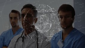 Digital sphere appearing in front of medical staff at start intensifying showing data integration. Medical, healthcare, technology, innovation, teamwork, precision, diagnostics - Powered by Shutterstock - Get 15% off with code: PIKWIZARD15